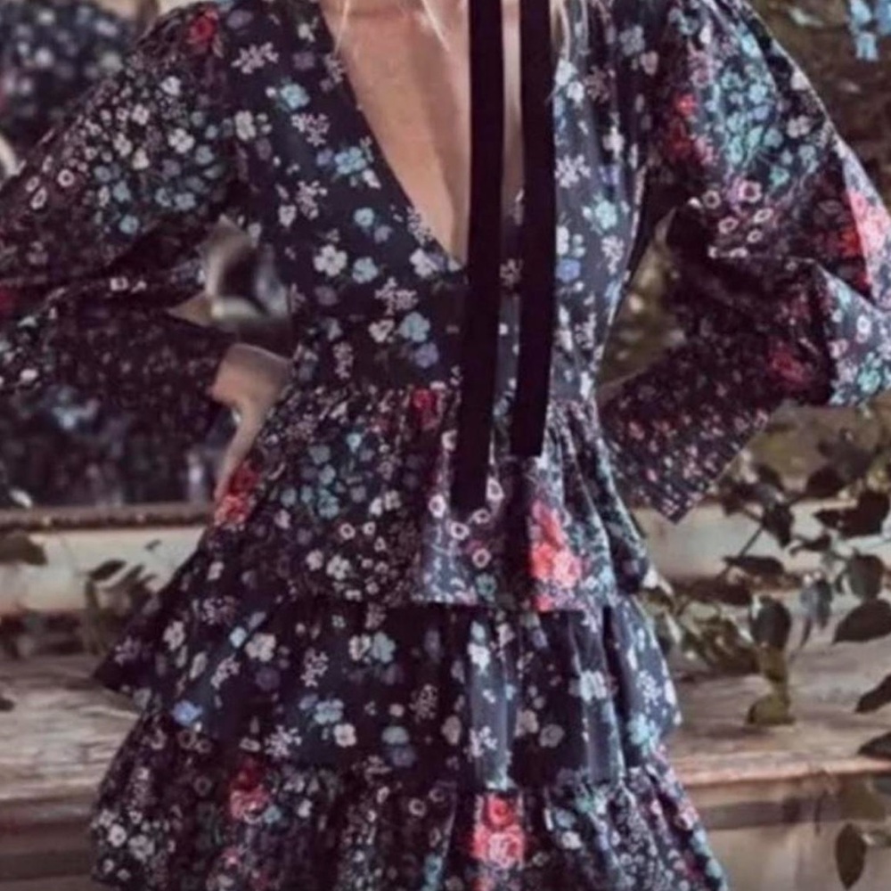 LOVE SHACK FANCY FLORAL MINI DRESS